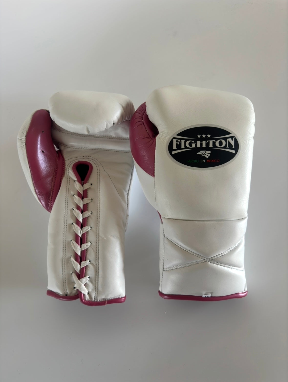 14oz White/Pink Lace Up El Rey 2.0 Training Gloves