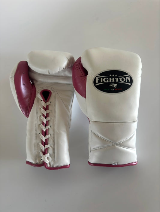 14oz White/Pink Lace Up El Rey 2.0 Training Gloves