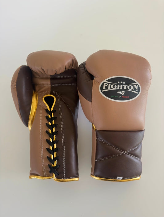 16oz Brown/Gold Lace Up El Rey 2.0 Training Gloves