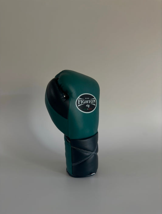 16oz Green/Navy Lace Up El Rey 2.0 Training Gloves