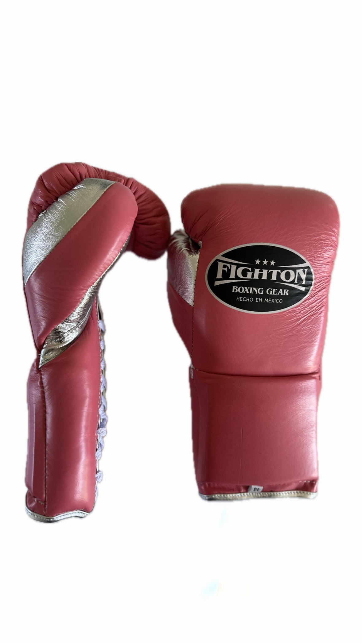 14oz Pink/Silver Lace Up HHF Training Gloves