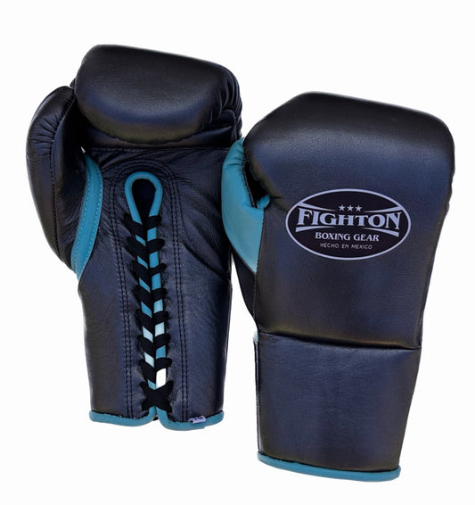 Metallic Black/Aqua 10oz Fight Gloves