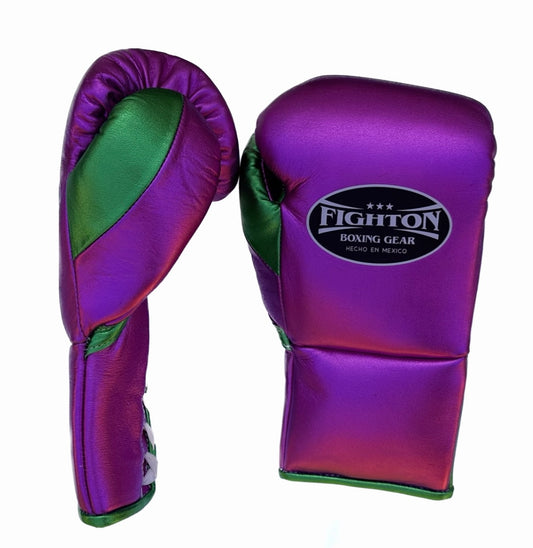 Metallic Purple/Metallic Green 10oz Fight Gloves