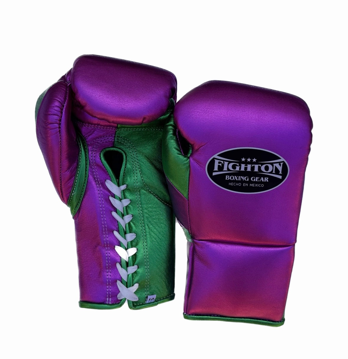 Metallic Purple/Metallic Green 10oz Fight Gloves