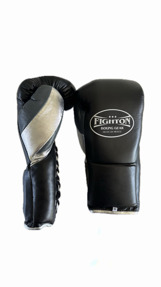 16oz Black/Grey/Silver Lace Up HHF Training Gloves